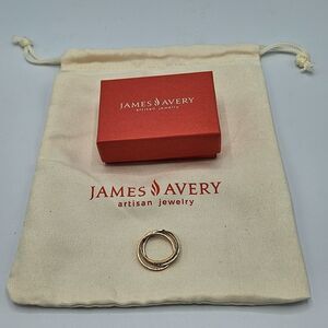 James Avery Entwined Trio Combo Ring 14K Yellow White Rose Hammered Gold Size 9
